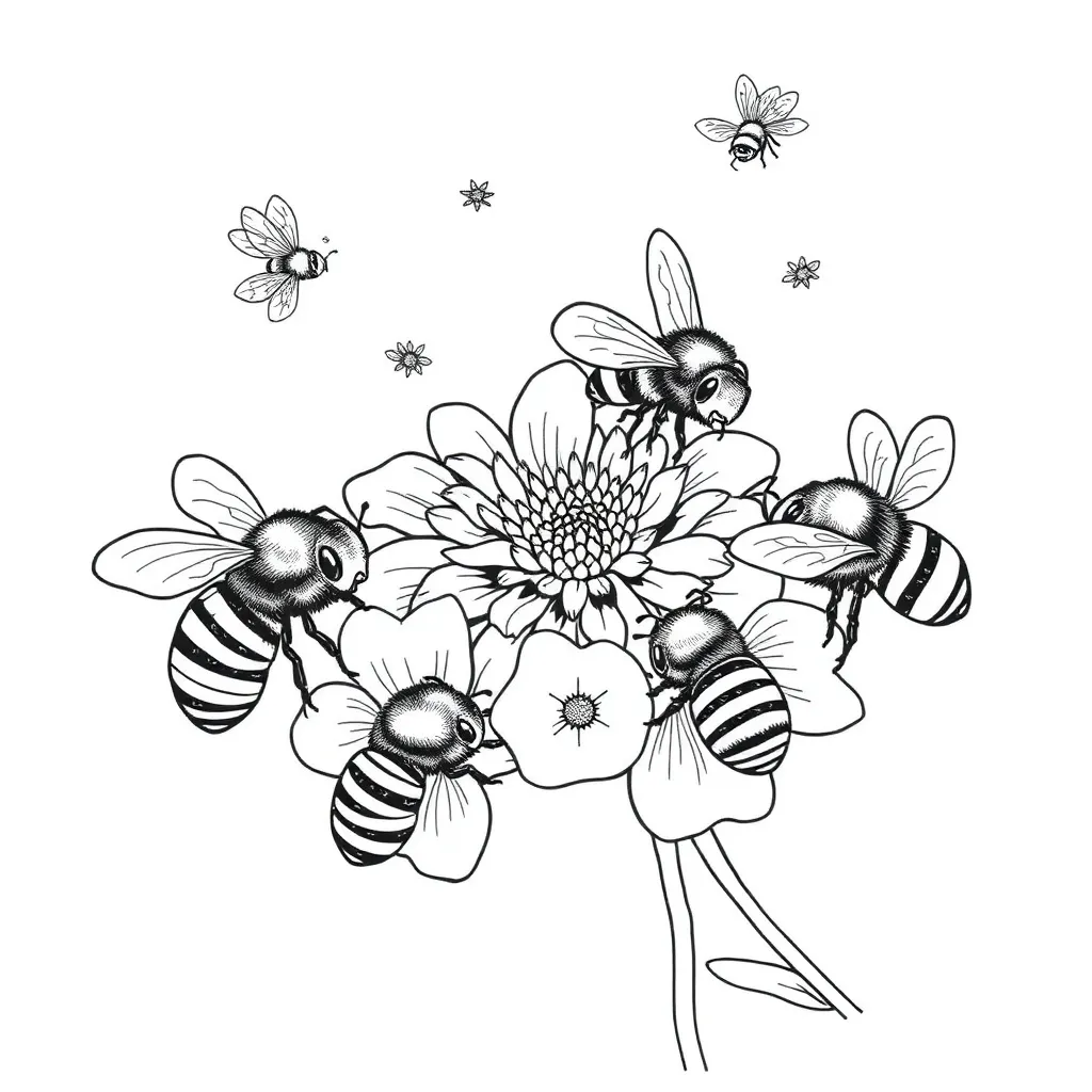 Bees coloring page
