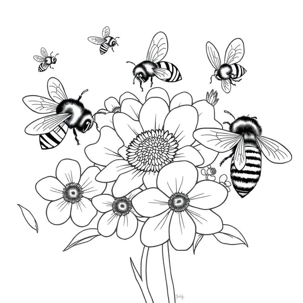 Bees coloring page
