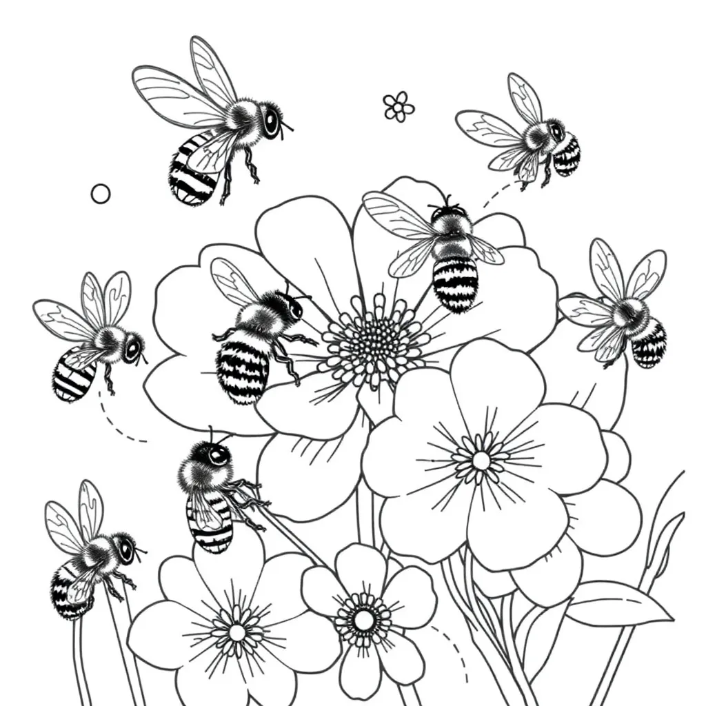 Bees coloring page