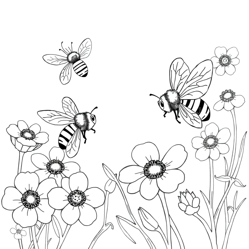 Bees coloring page