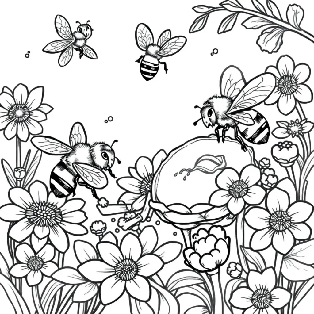 Bees coloring page