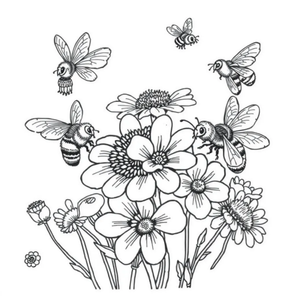 Bees coloring page