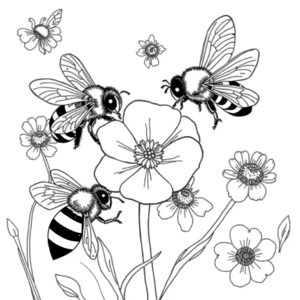 Bees coloring page