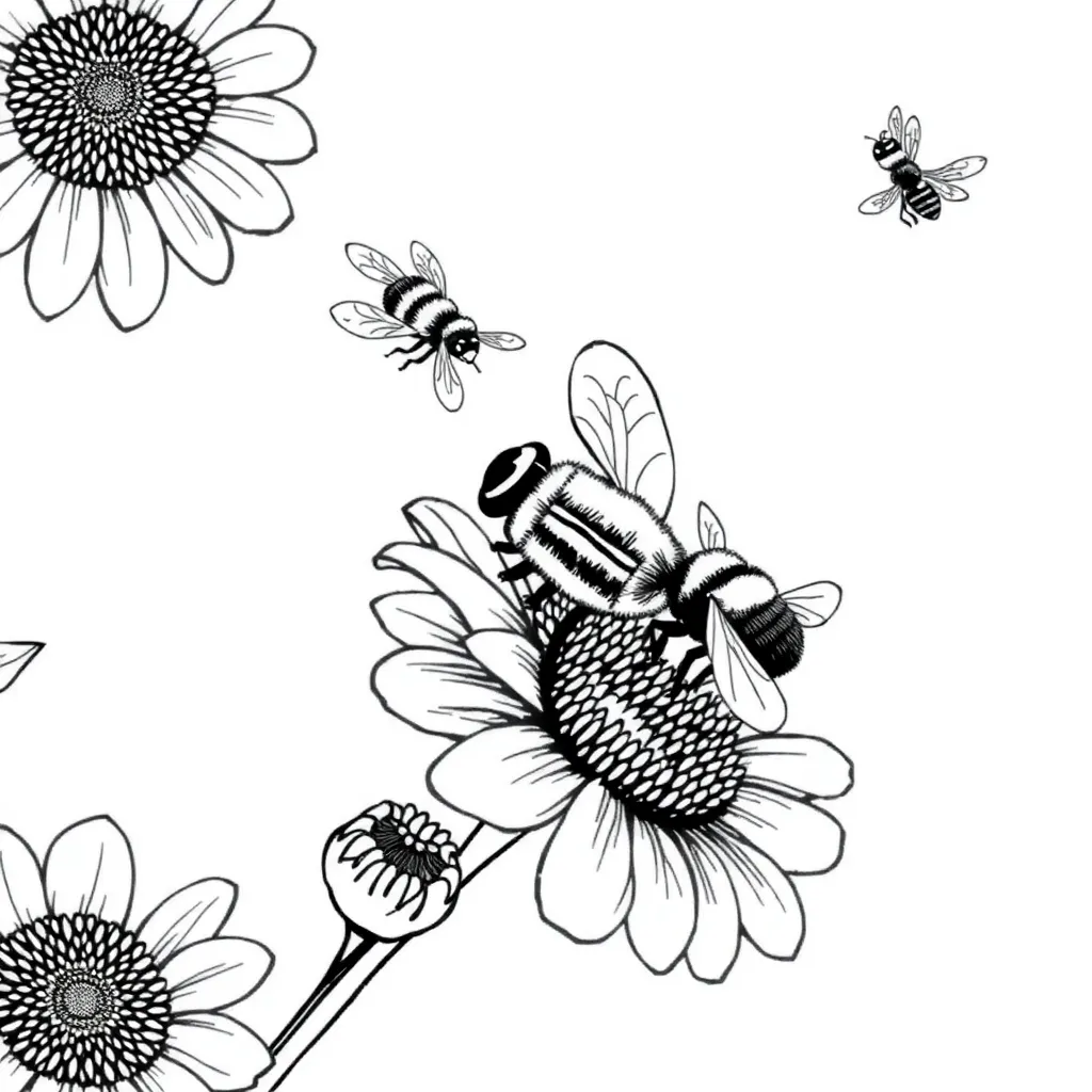 Bees coloring page