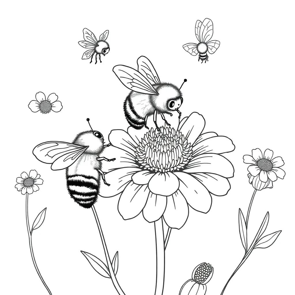Bees coloring page