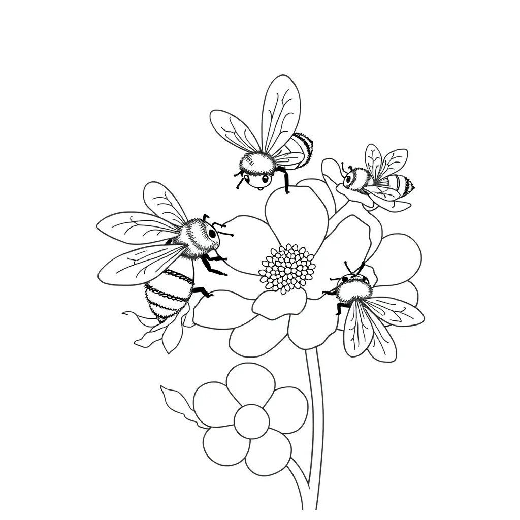 Bees coloring page