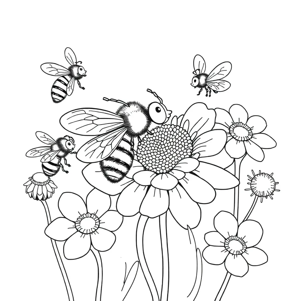Bees coloring page