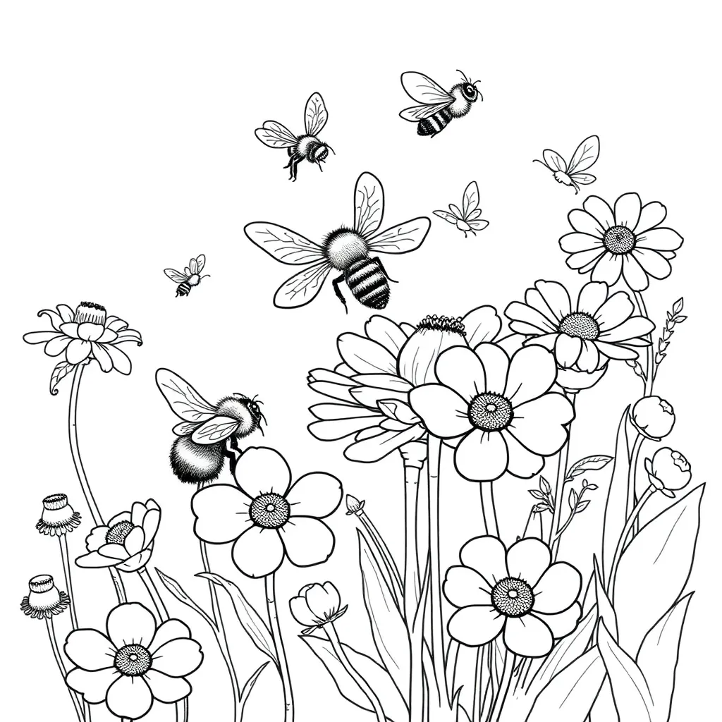 Bees coloring page
