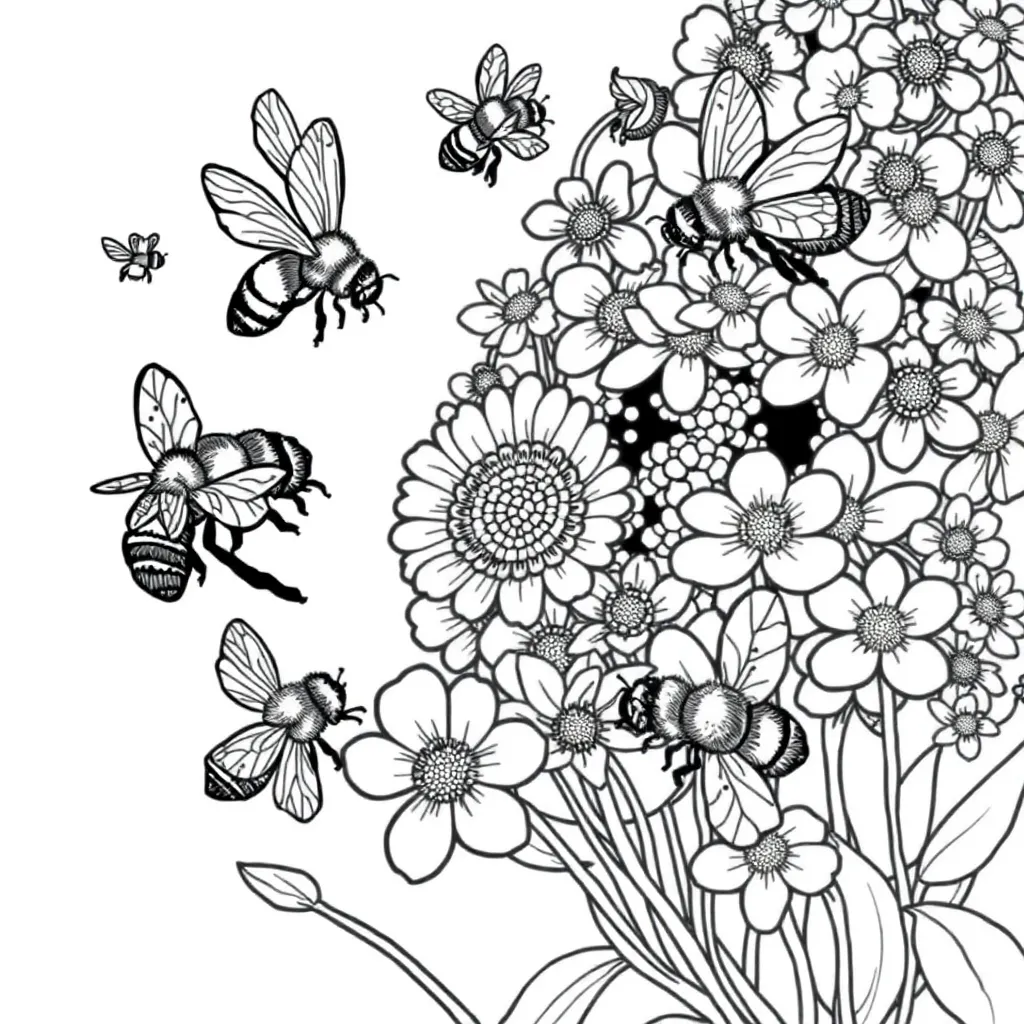 Bees coloring page