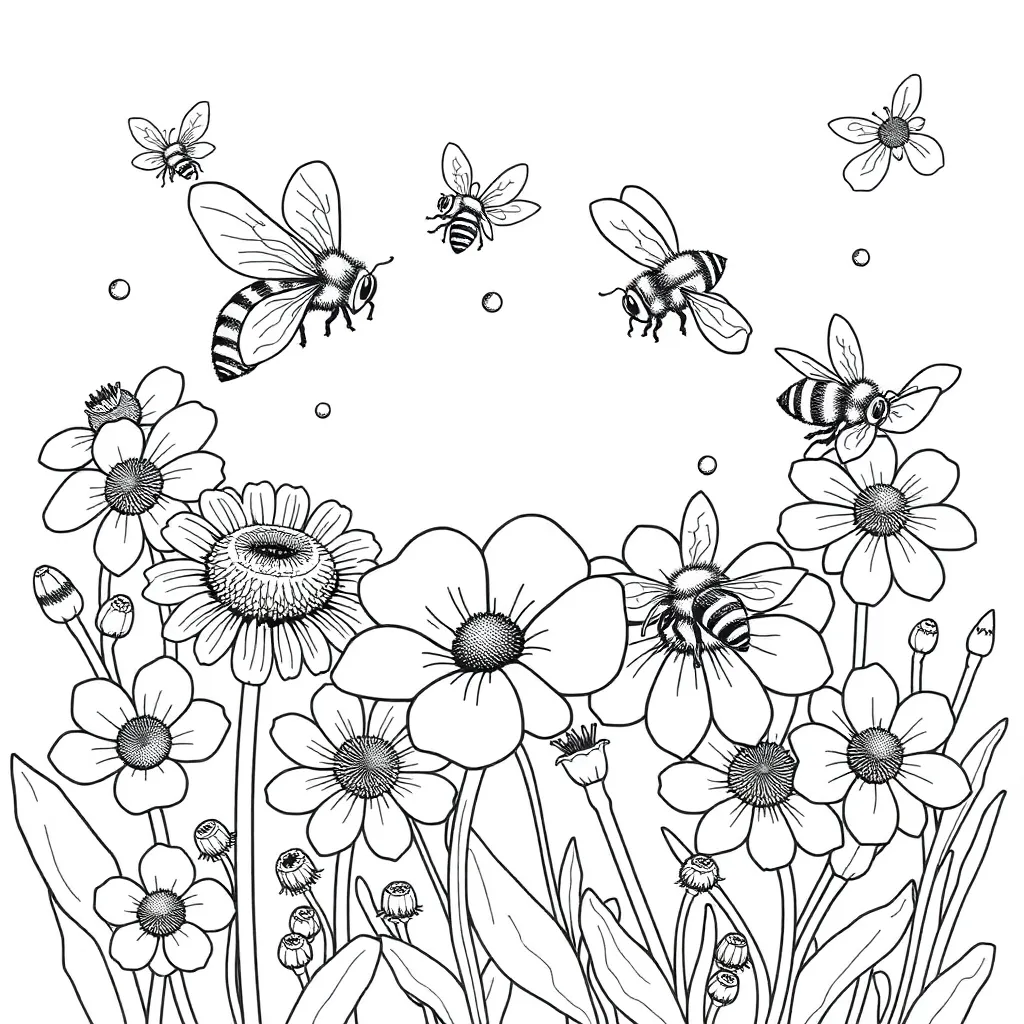 Bees coloring page