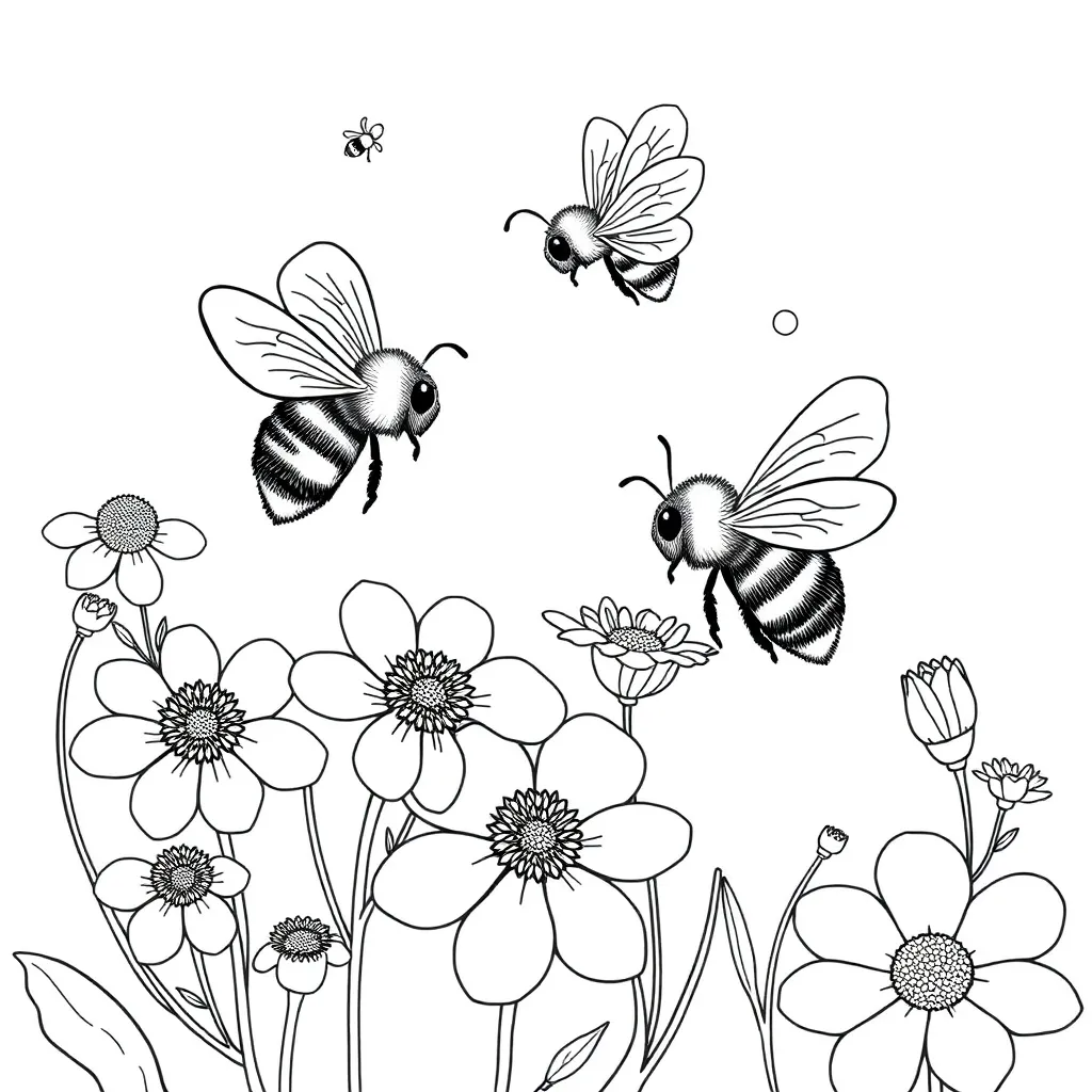 Bees coloring page