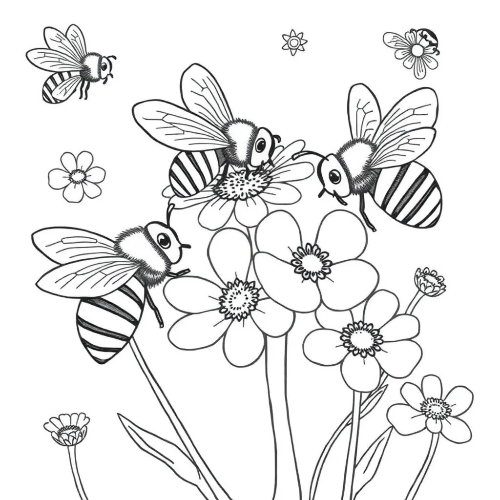Bees coloring page