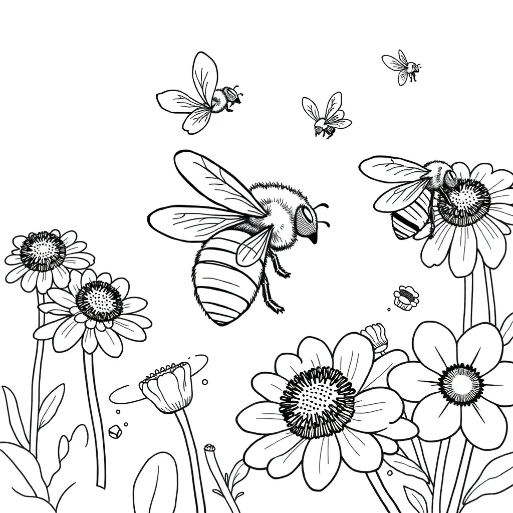 Bees coloring page