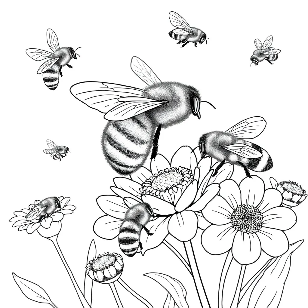 Bees coloring page