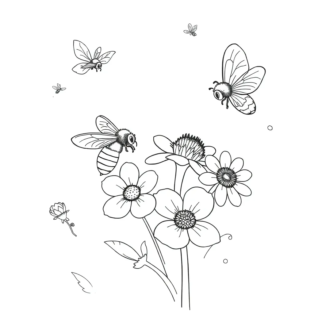 Bees coloring page