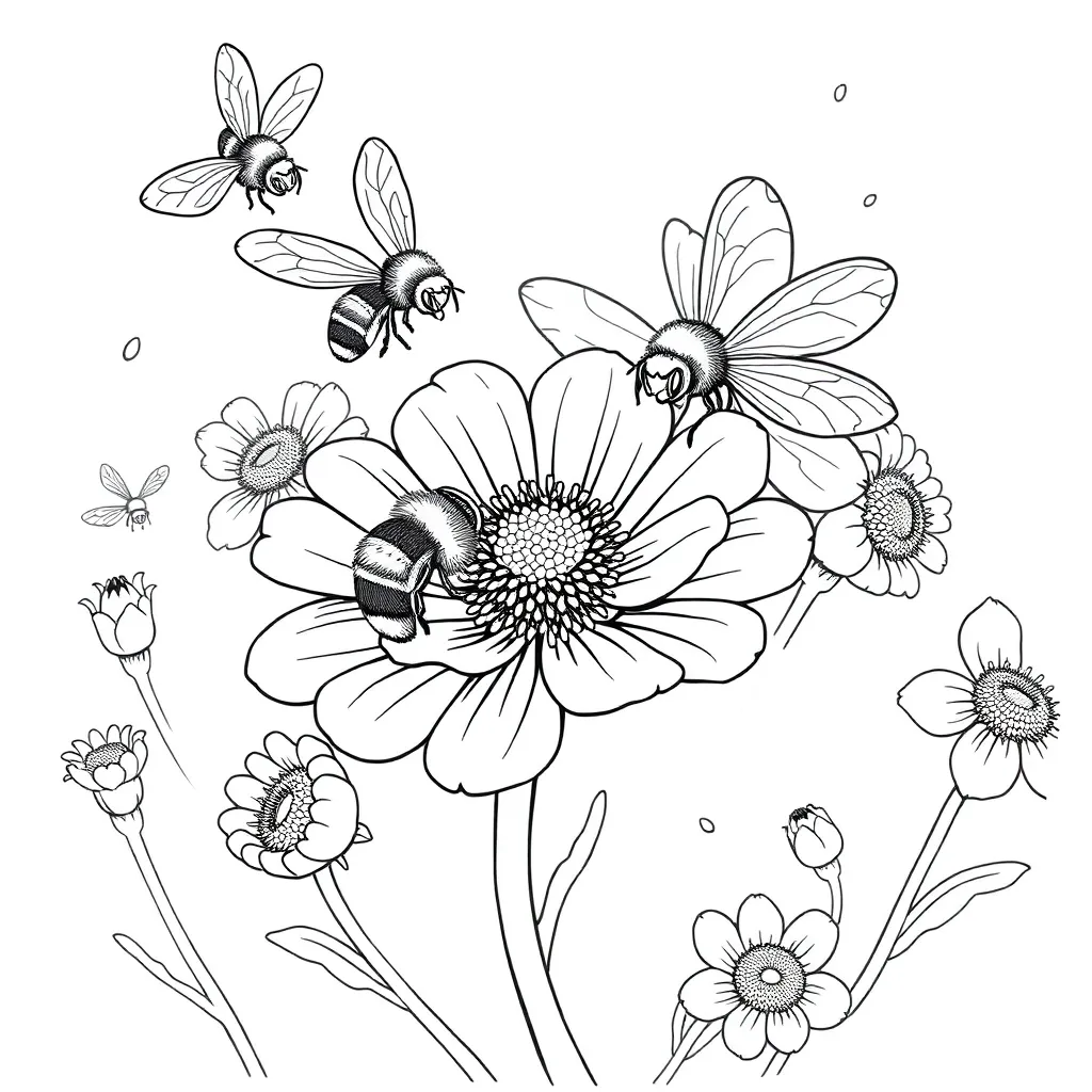 Bees coloring page