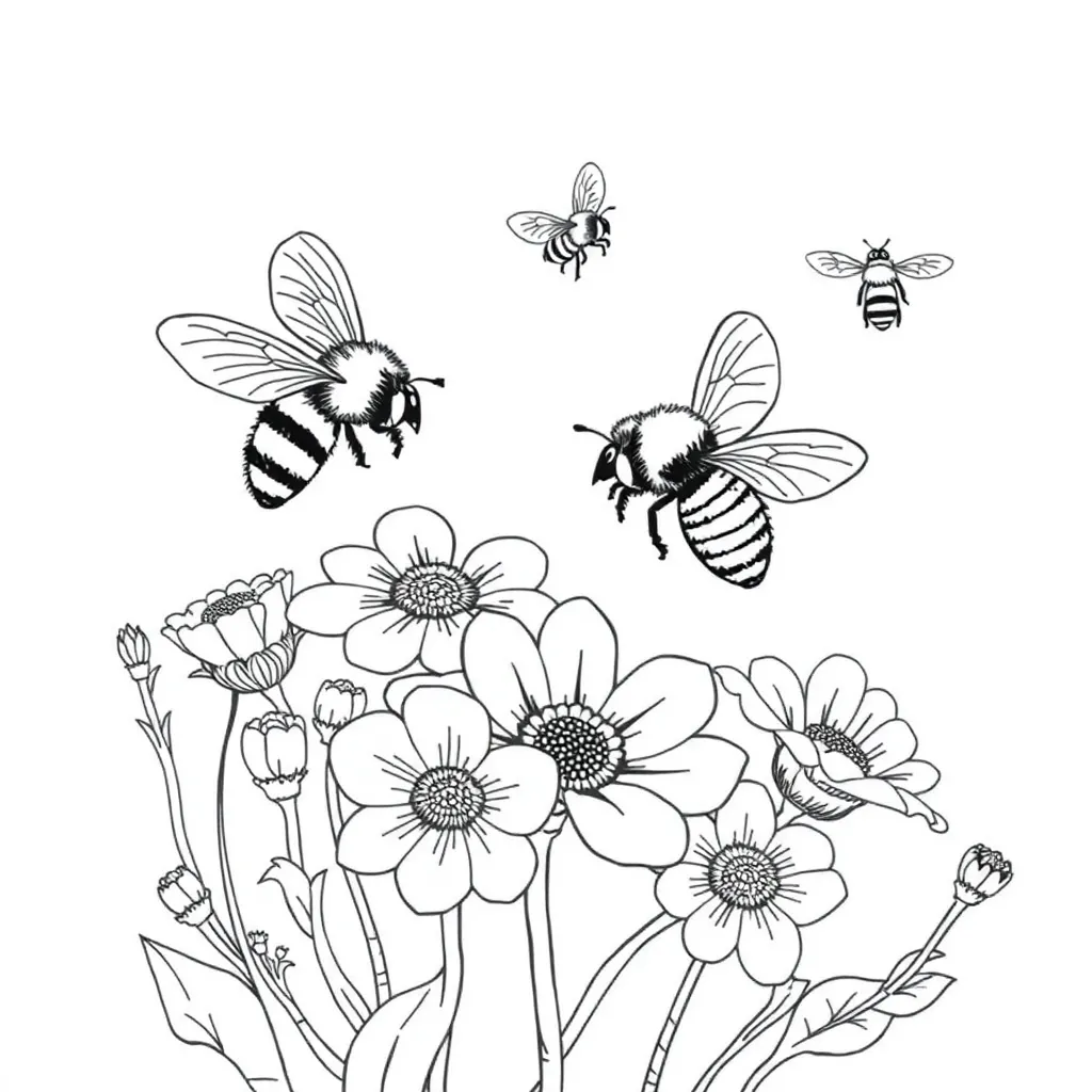 Bees coloring page