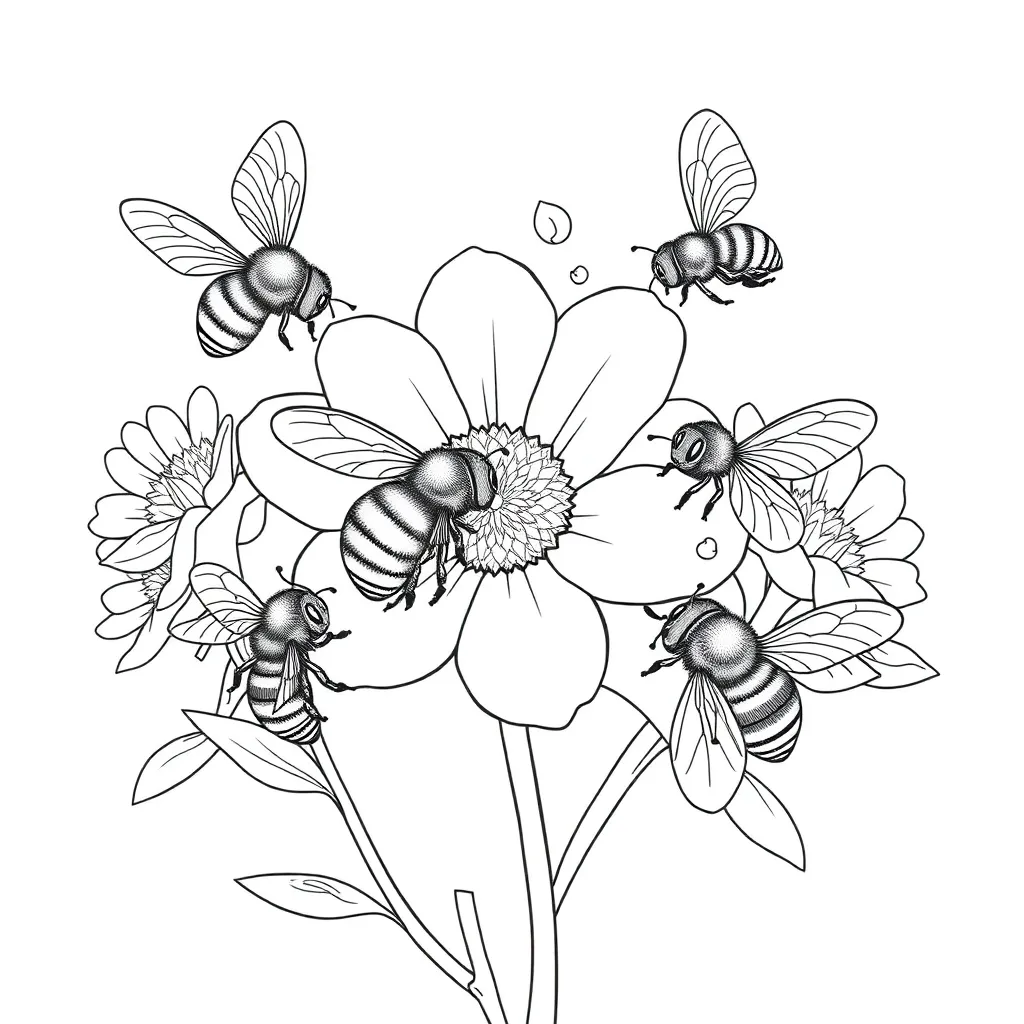 Bees coloring page