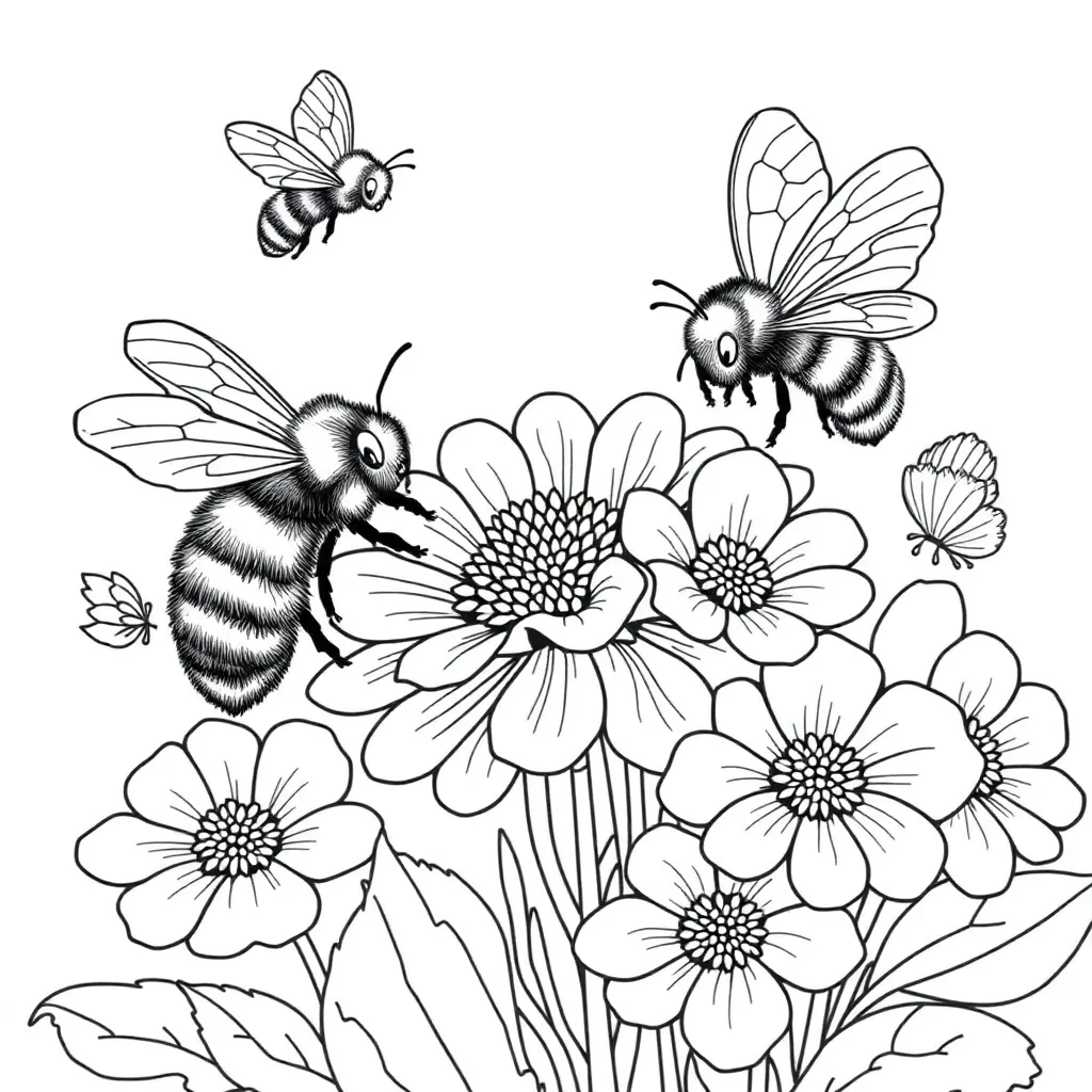 Bees coloring page