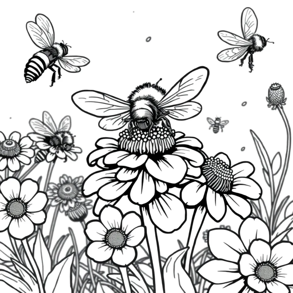 Bees coloring page