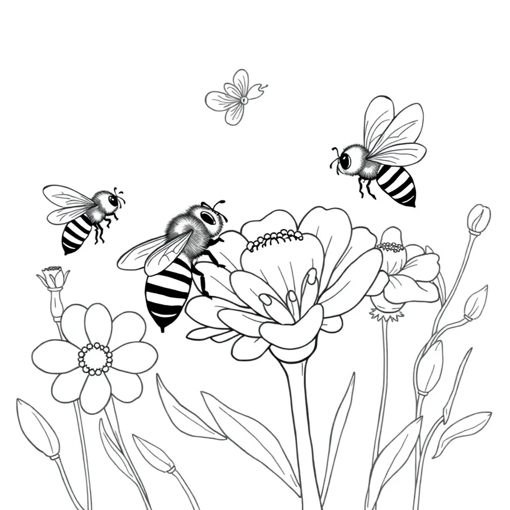 Bees coloring page
