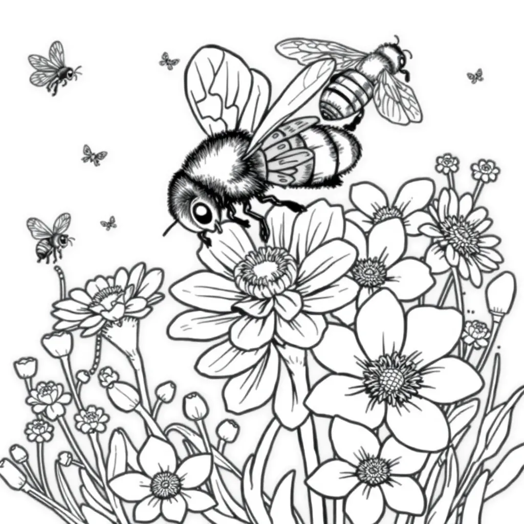 Bees coloring page