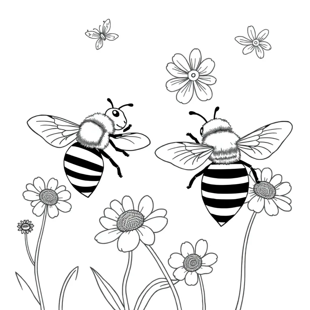 Bees coloring page