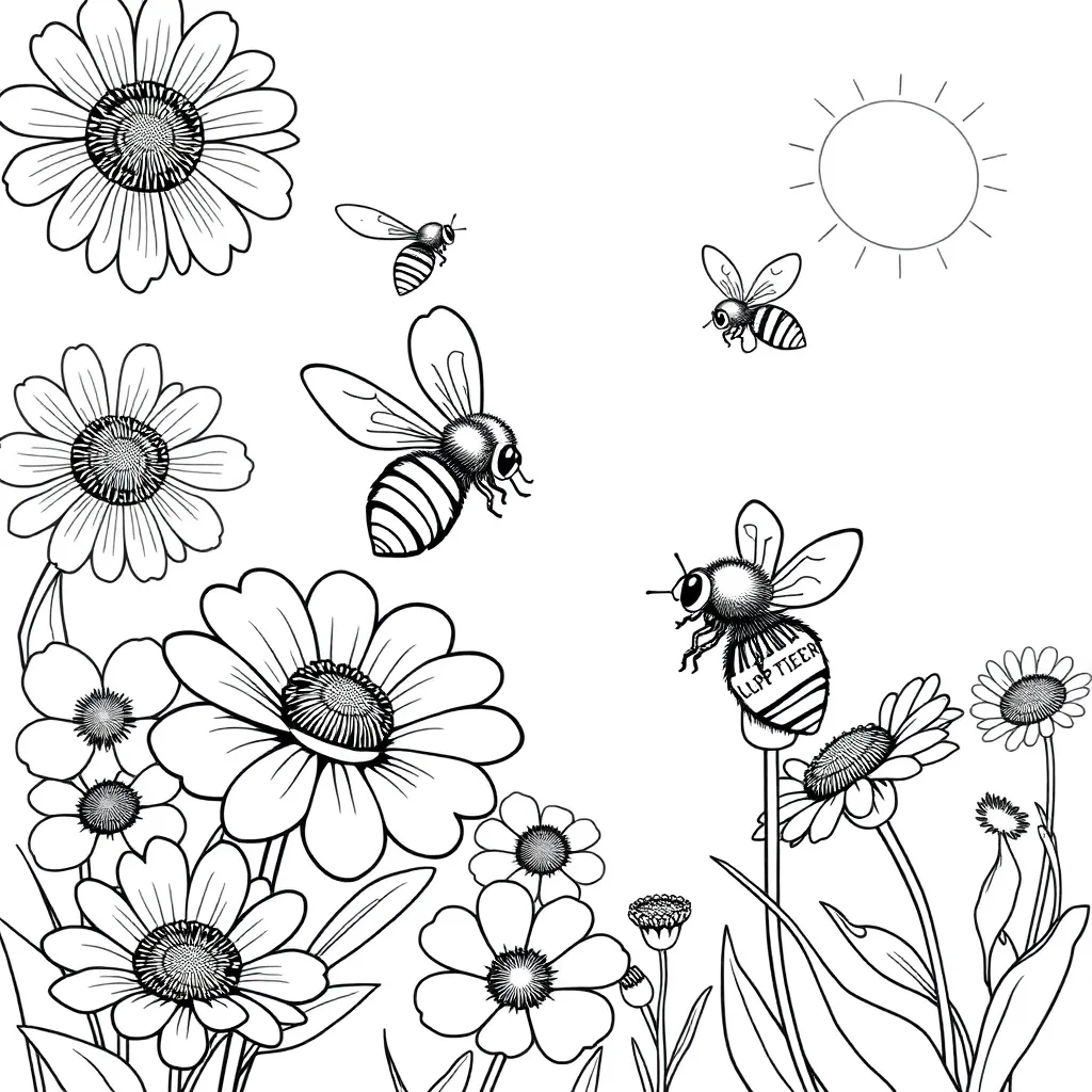 Bees coloring page