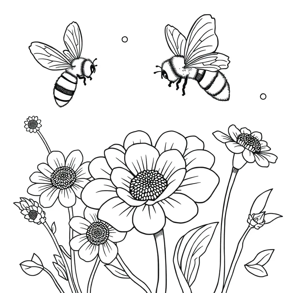 Bees coloring page