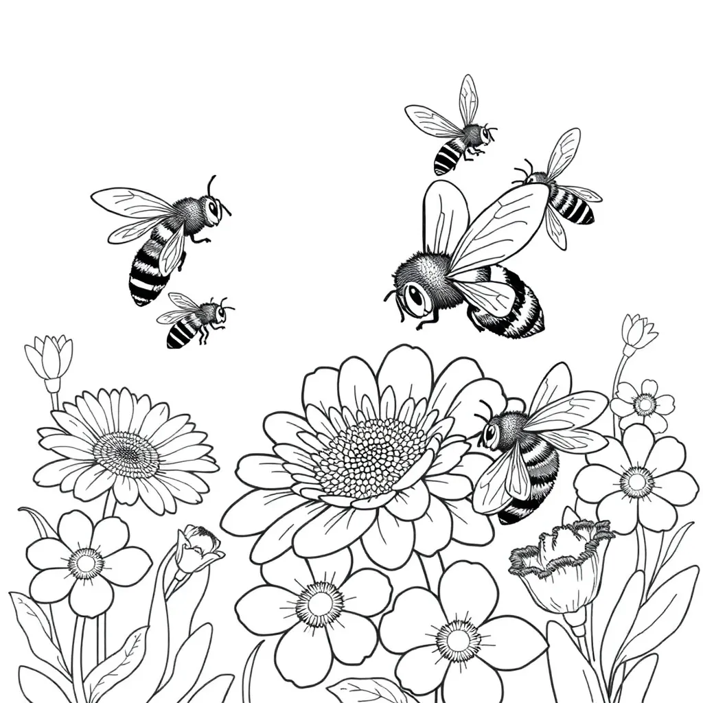 Bees coloring page