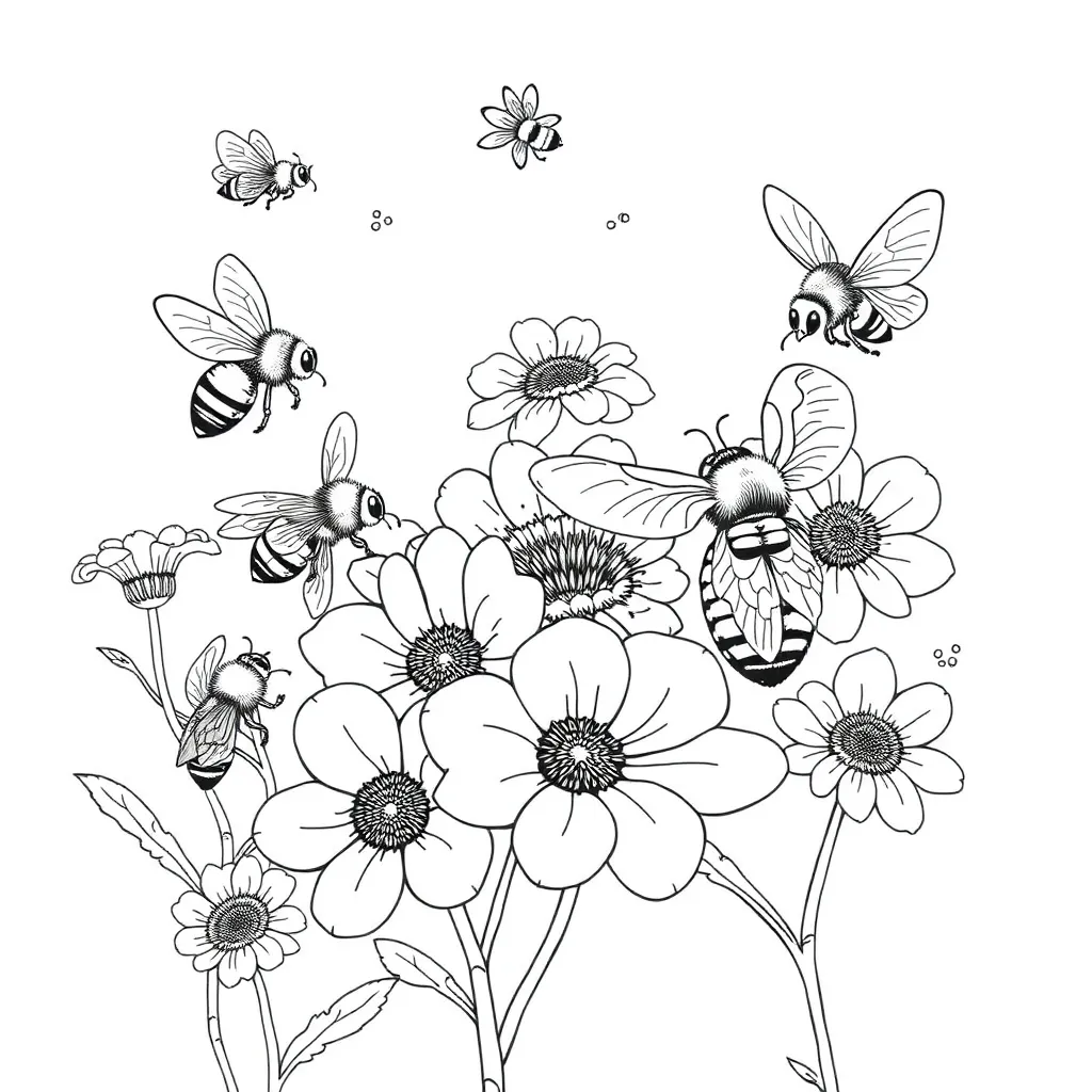 Bees coloring page