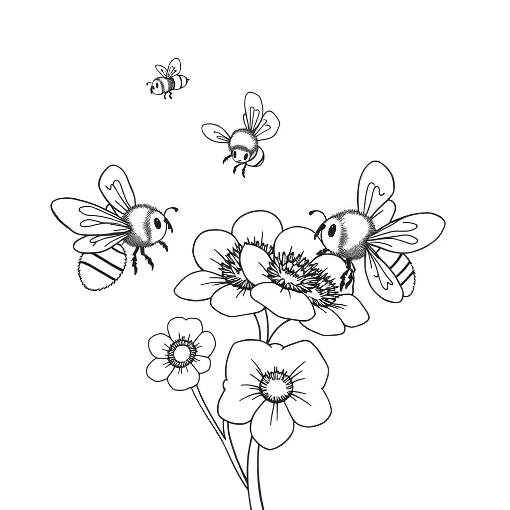 Bees coloring page