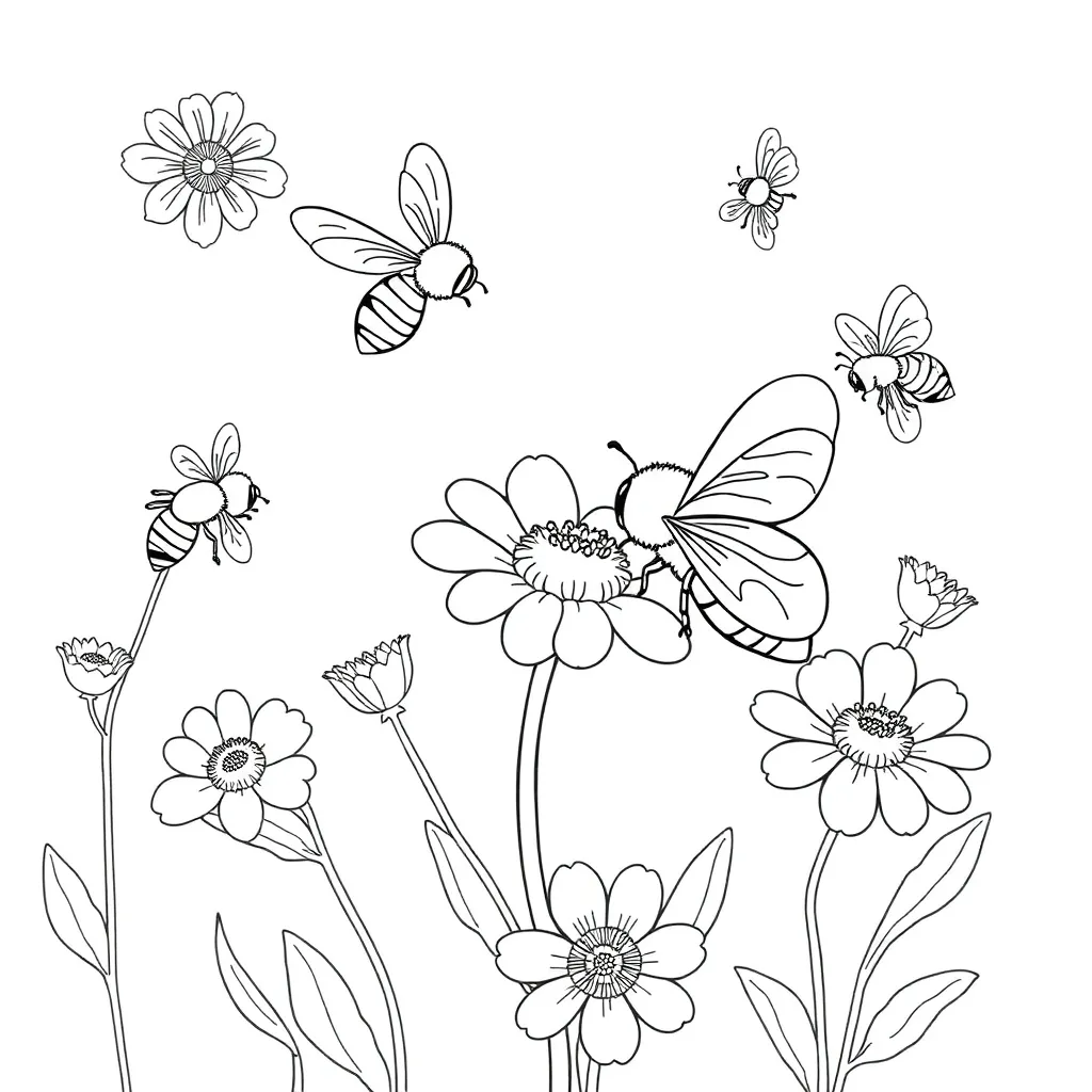 Bees coloring page
