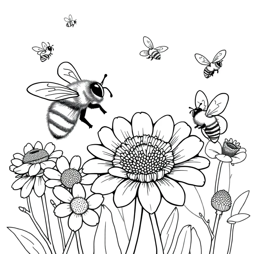 Bees coloring page