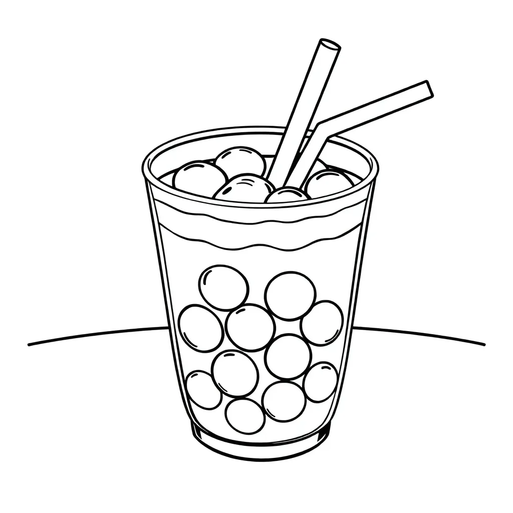 Boba Tea coloring page