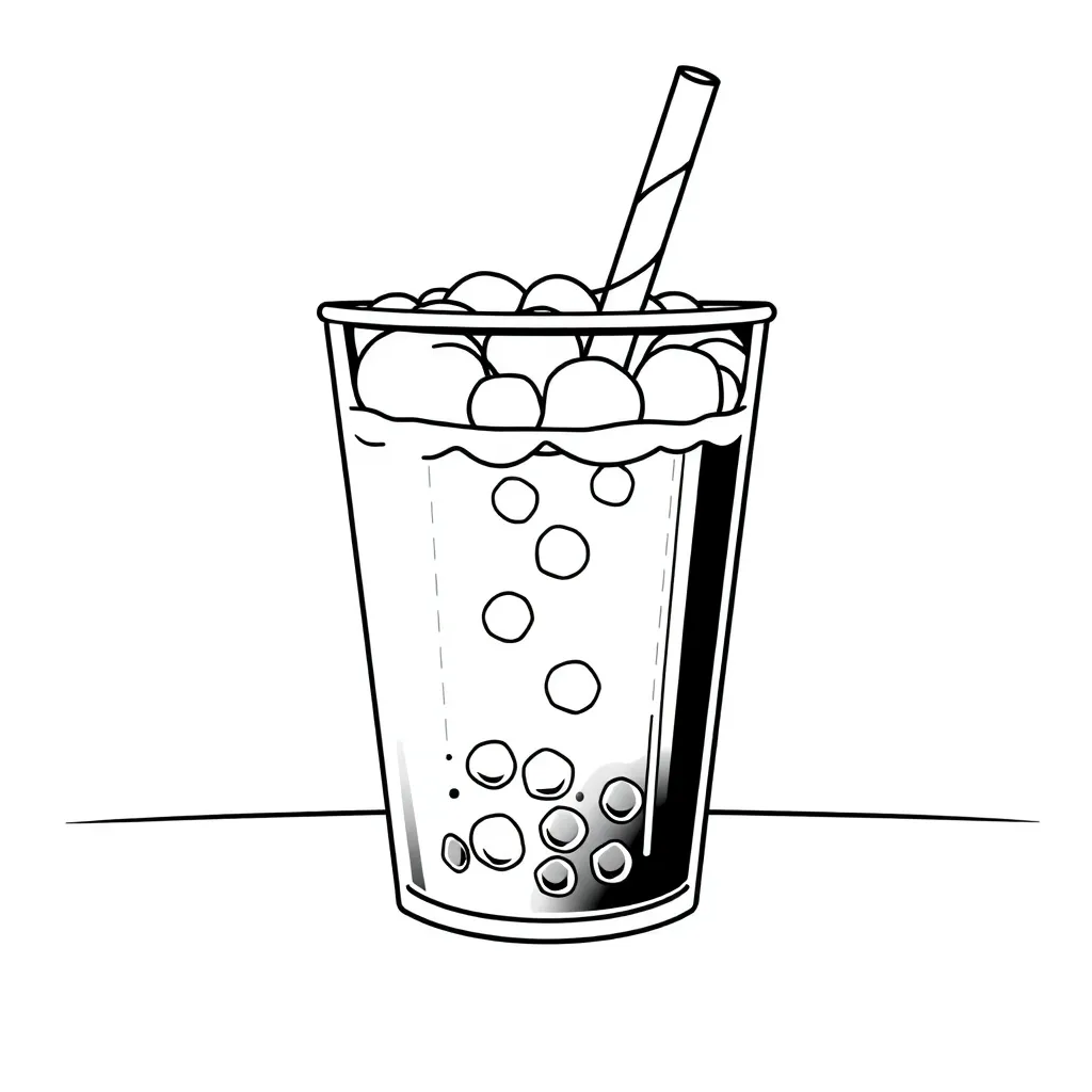 Boba Tea coloring page