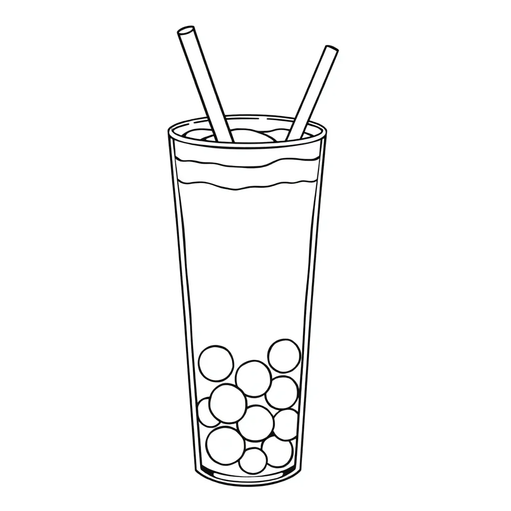 Boba Tea coloring page