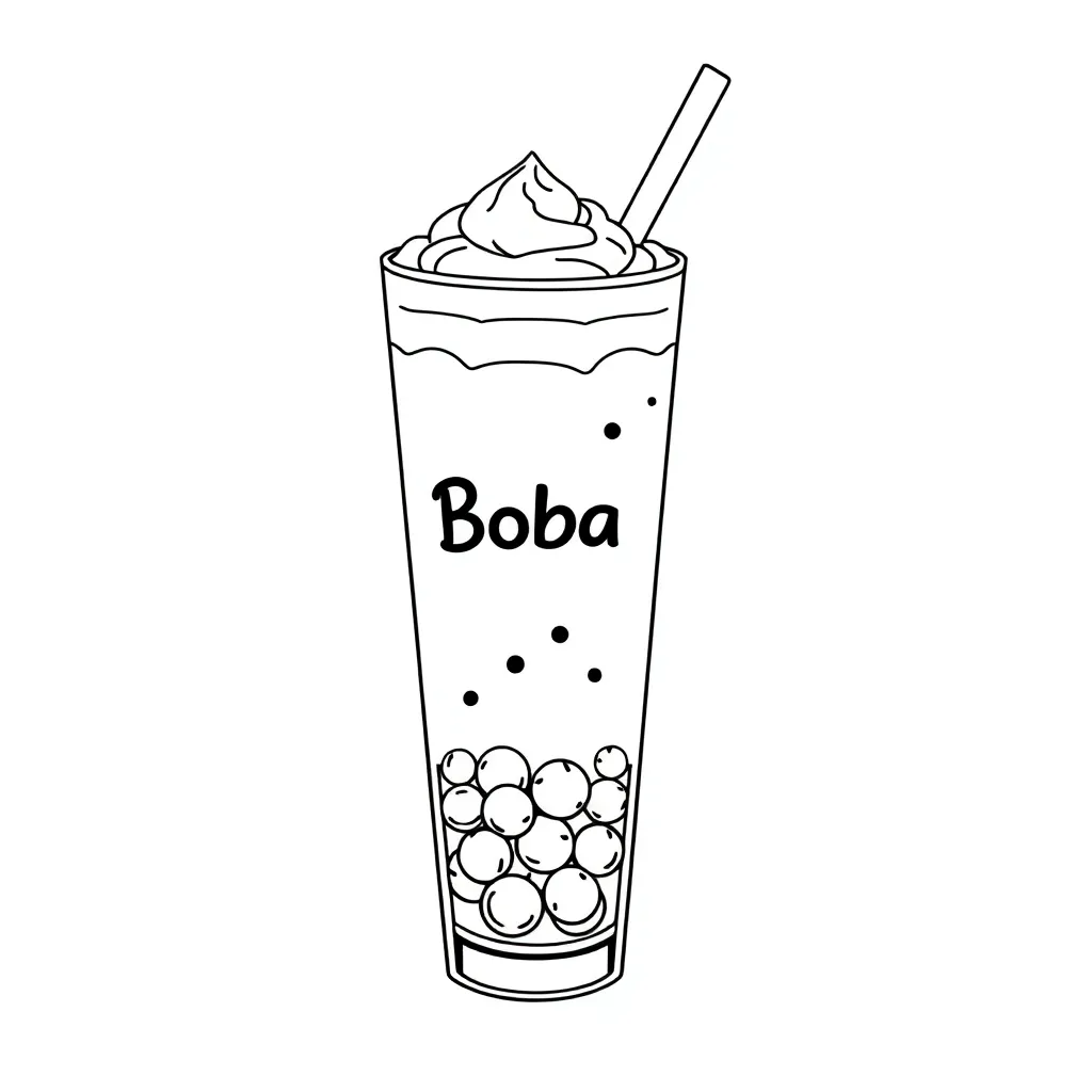 Boba Tea coloring page