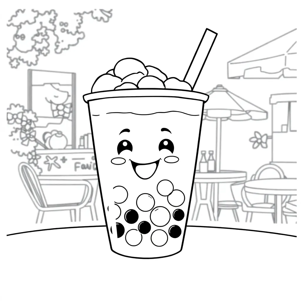 Boba Tea coloring page
