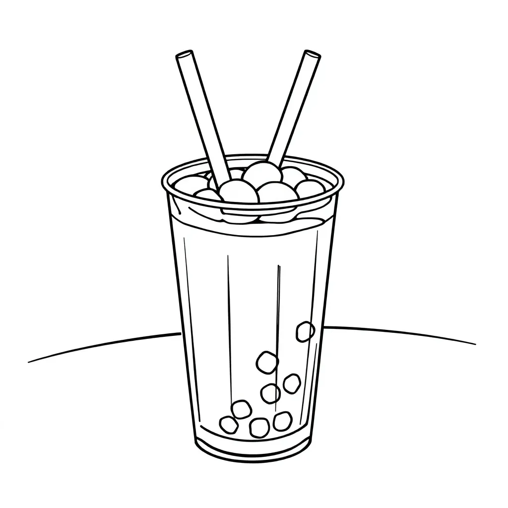 Boba Tea coloring page