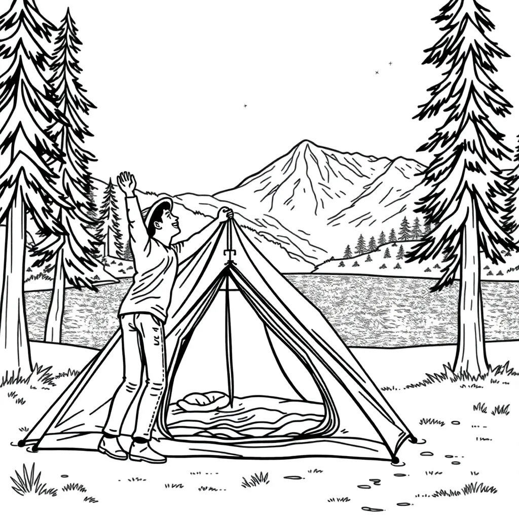 Camping & Hiking coloring page