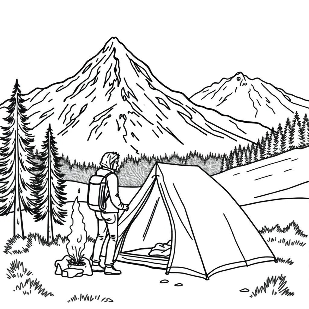 Camping & Hiking coloring page