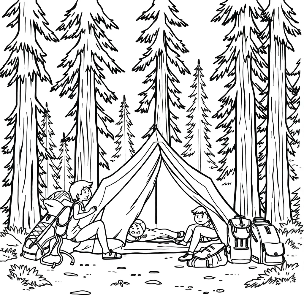 Camping & Hiking coloring page