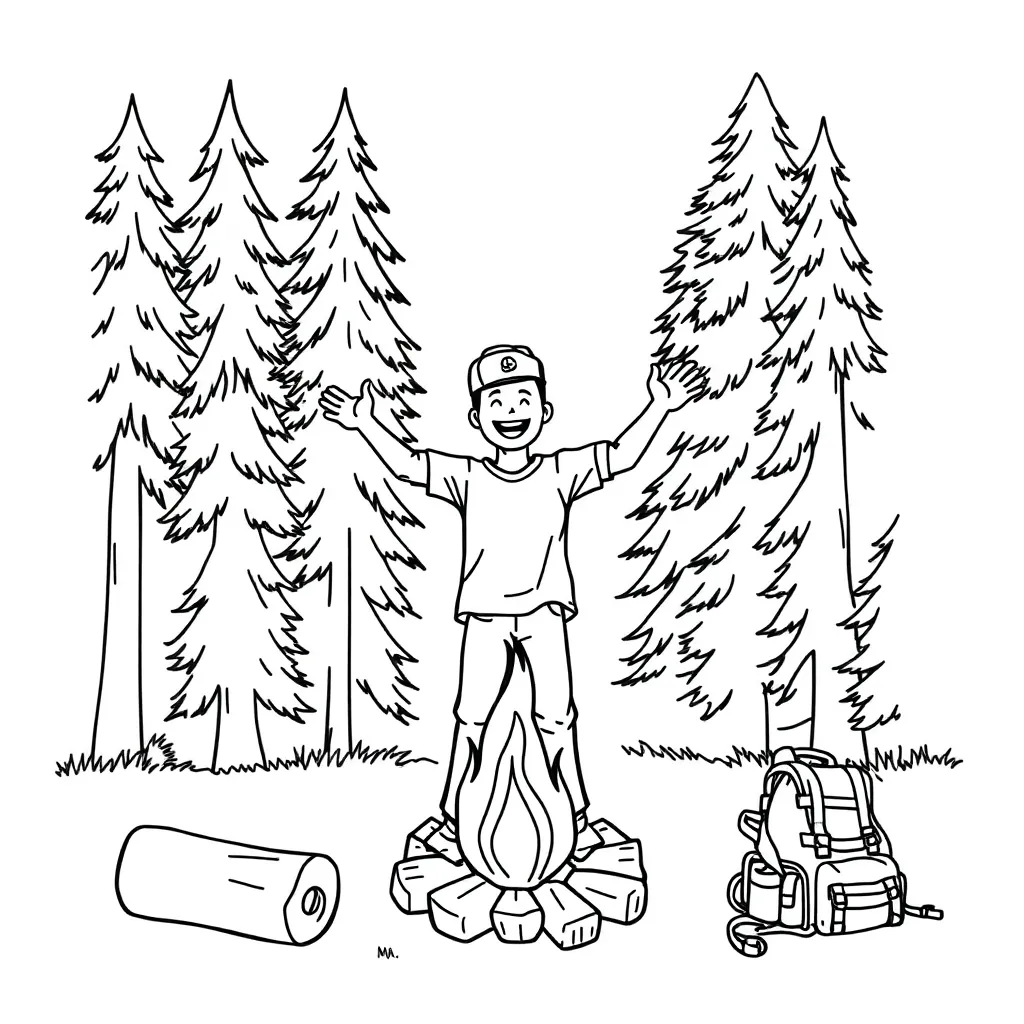 Camping & Hiking coloring page