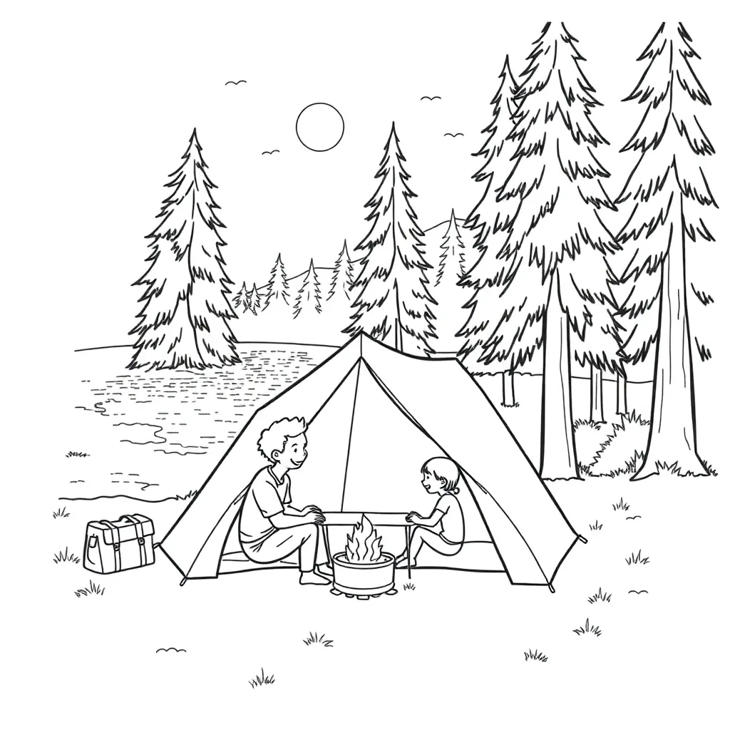 Camping & Hiking coloring page