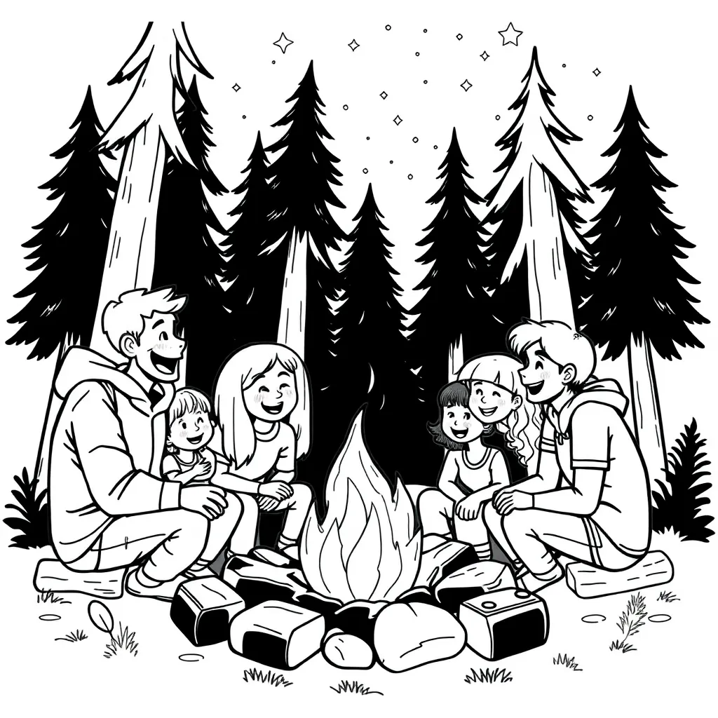 Camping & Hiking coloring page