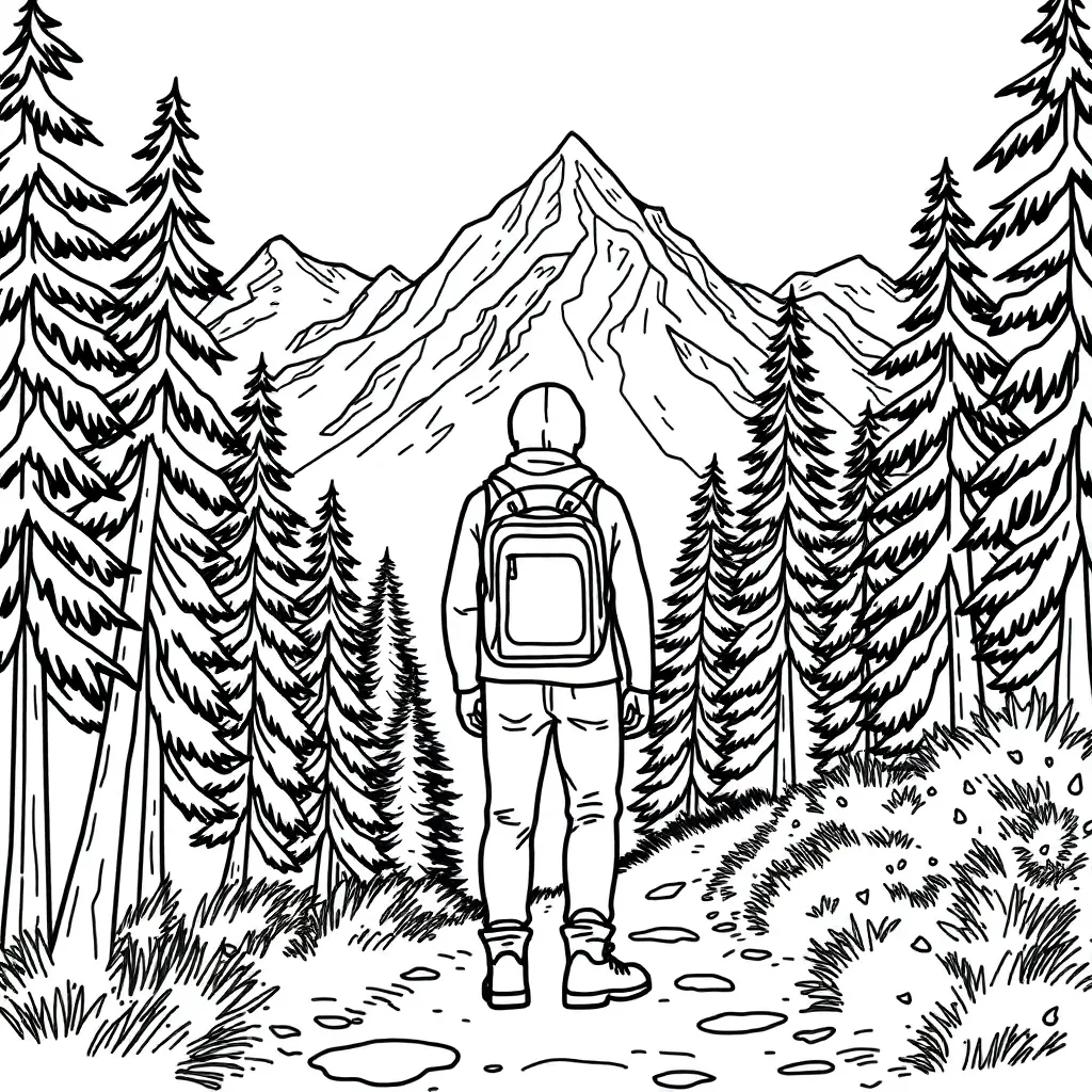 Camping & Hiking coloring page
