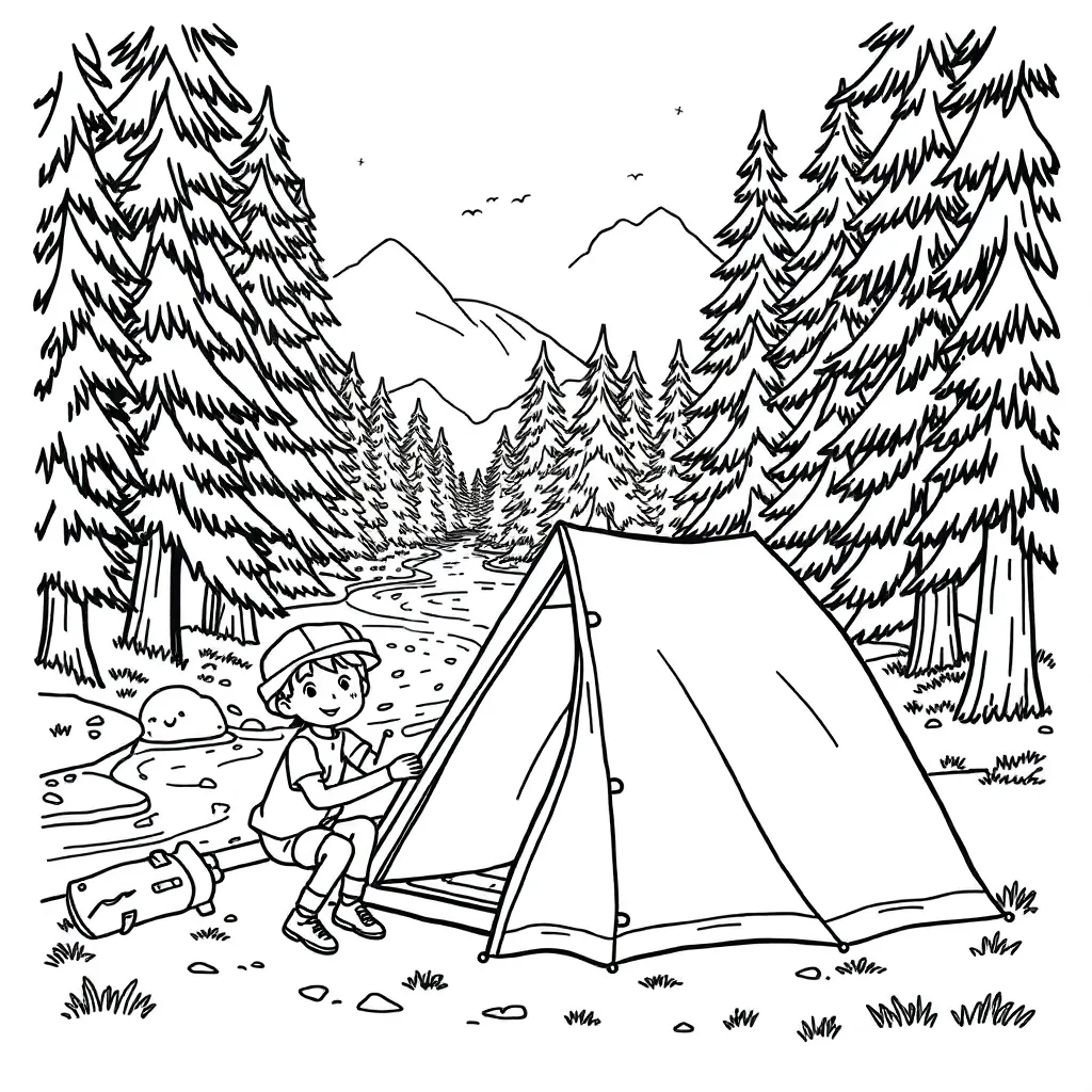 Camping & Hiking coloring page