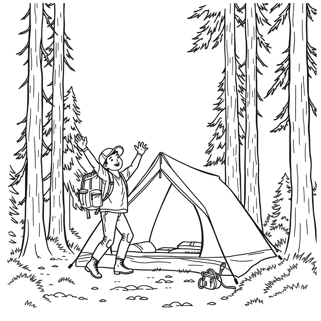 Camping & Hiking coloring page