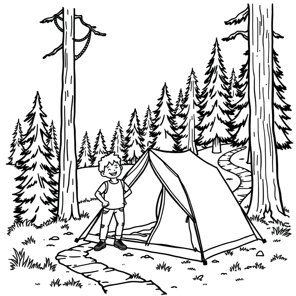 Camping & Hiking coloring page